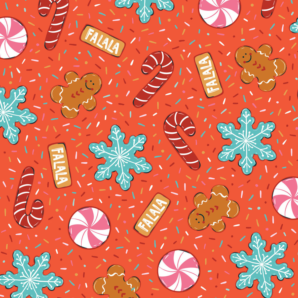 Jolly Tidings 229207 Cookies Chaos Red Whim & Joy Cloud9 Half Yard