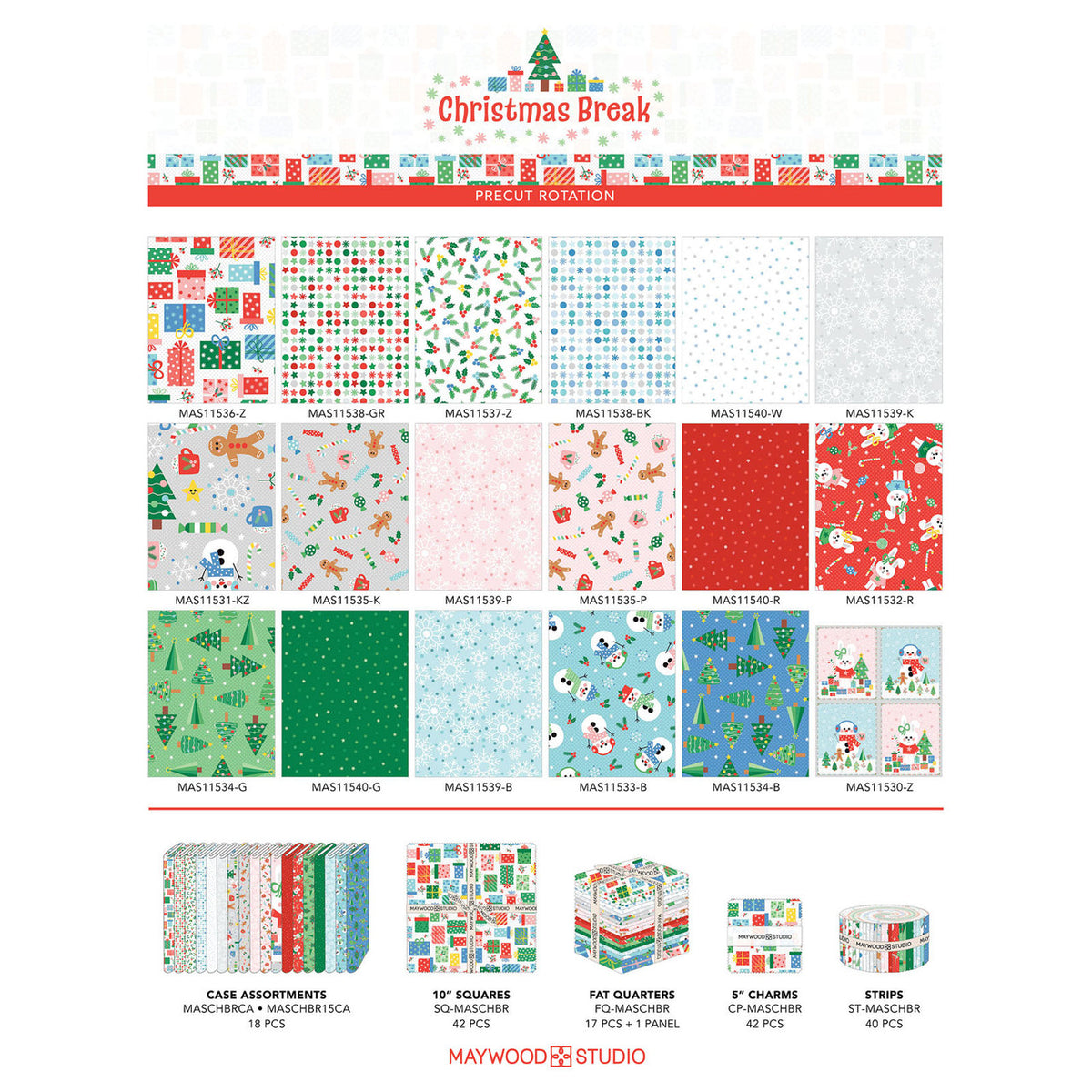 Christmas Break Snow Confetti White MAS11540-W Maywood Studio Half Yard