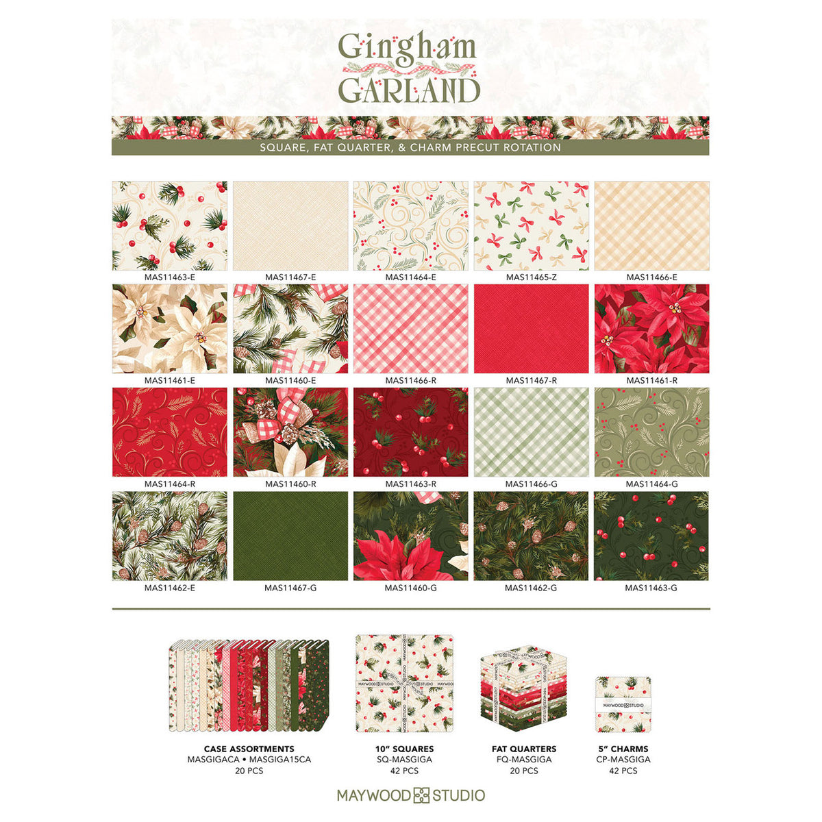 Gingham Garland 20 Fat Quarter FQ-MASGIGA Maywood Studio