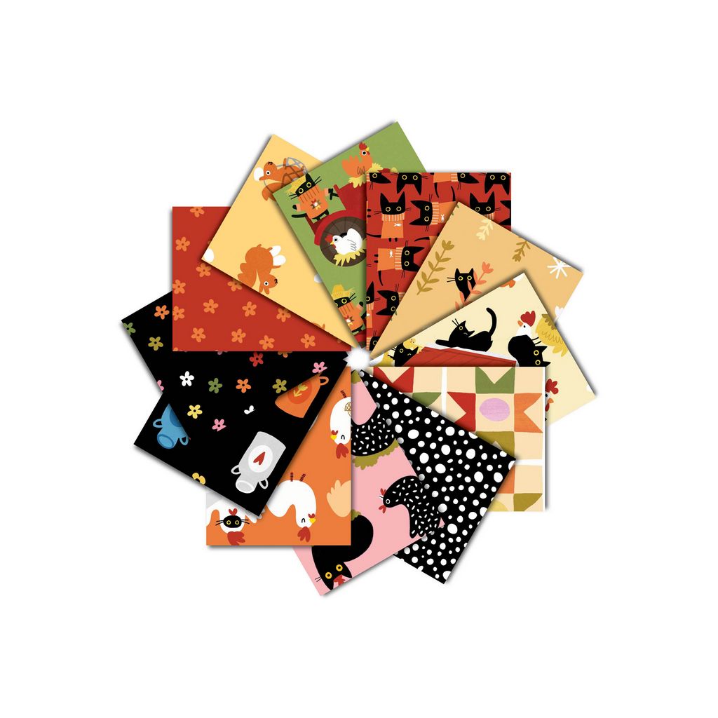 Bok Bok Meow CPSTELLA-FQ BOK BOK MEOW Fat Quarter Leezaworks Dear Stella