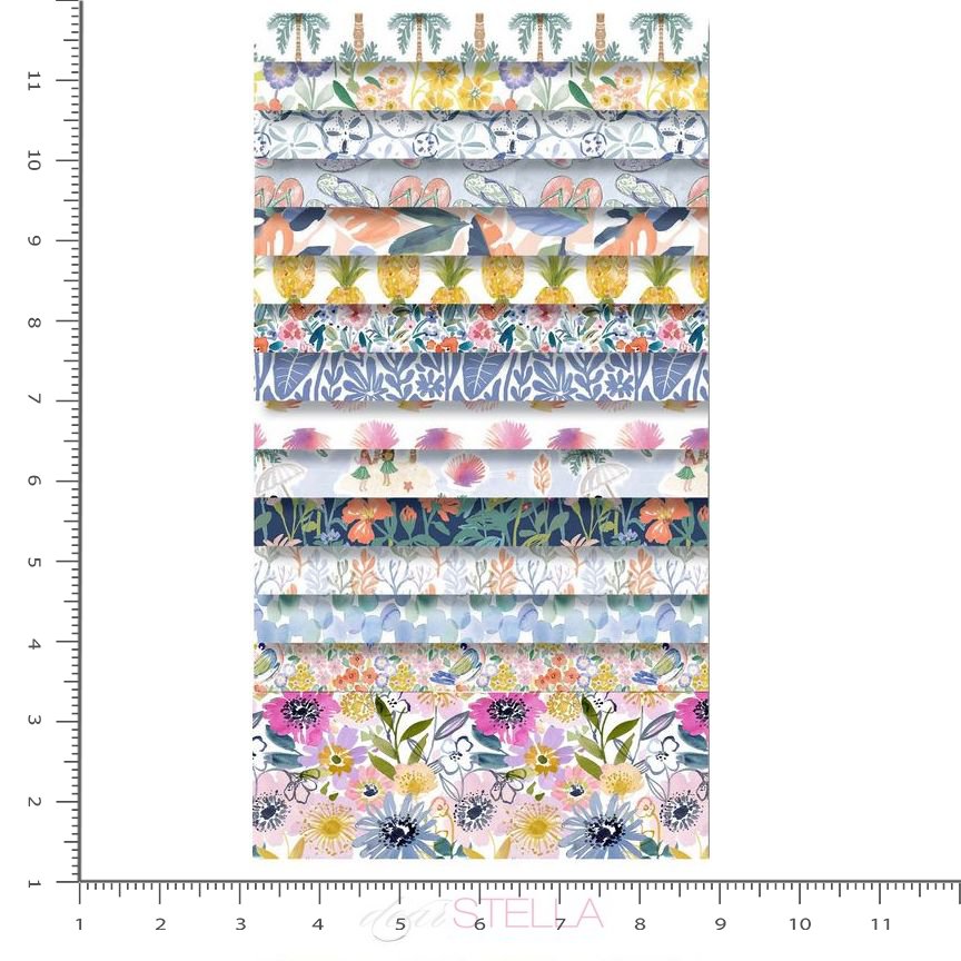 Aloha Palm Blockprint STELLA-DCJ3379 WHITE Dear Stella Half Yard