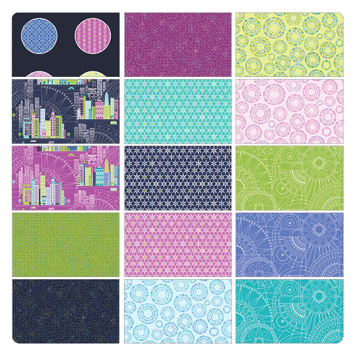Cityscape Night 10" Layer Cake Amanda Murphy Benartex CSN10PK