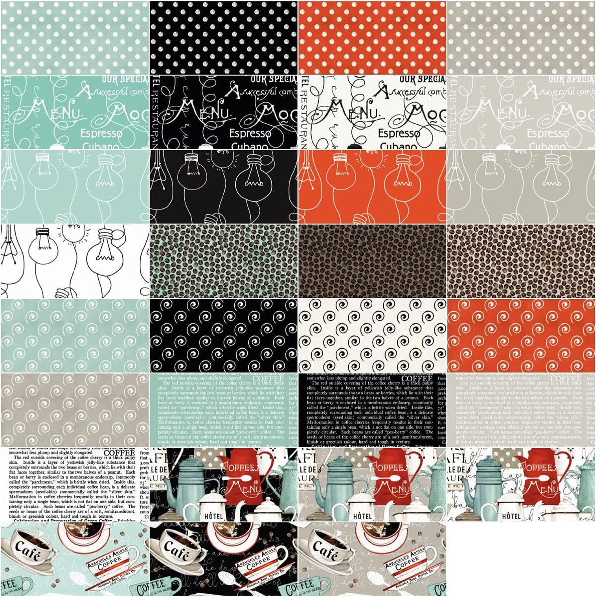 Coffee Chalk Pots Black CD11033-BLACK J. Wecker Frisch Riley Blake Half Yard