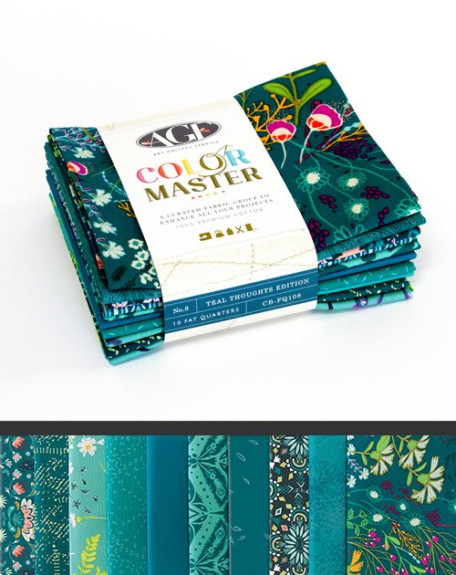 Art Gallery Color Master 10 Fat Quarter Bundle CB-FQ108 Teal Thoughts