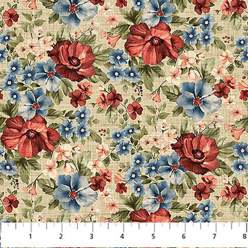 Farmhouse Sampler DP28601-12 Packed Floral Beige Multi Deborah Edwards Northcott Half Yard