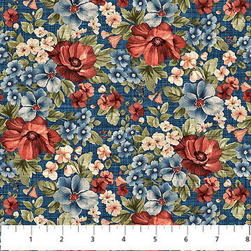 Farmhouse Sampler DP28601-48 Packed Floral Navy Multi Deborah Edwards Northcott Half Yard
