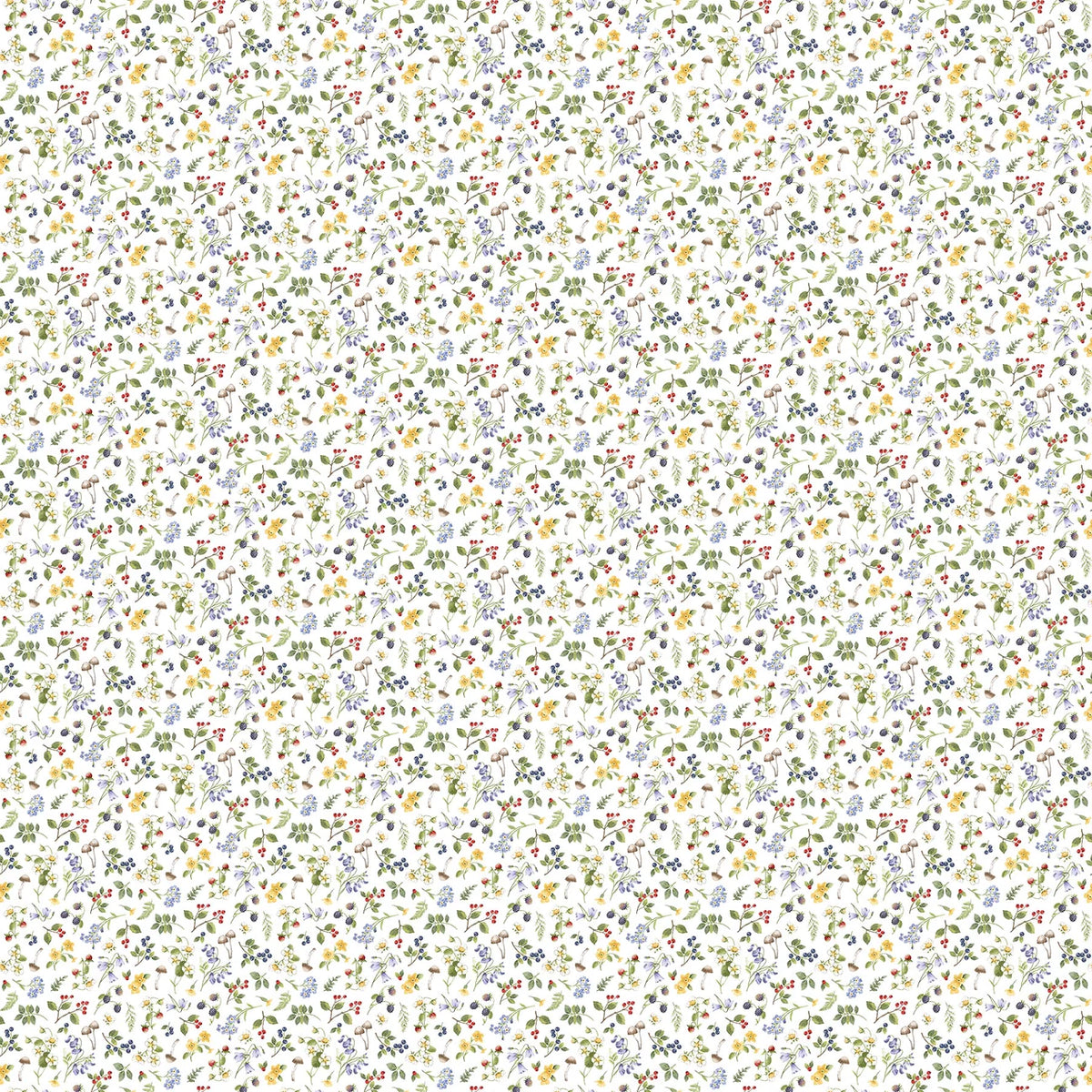 Country Mouse DP29010­-10 Sm Floral Toss White Northcott Half Yard