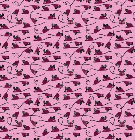 MICE PINK LEEZAWORKS DEAR STELLA DS-2908-CAR-A2-122B-A25 HALF YARD