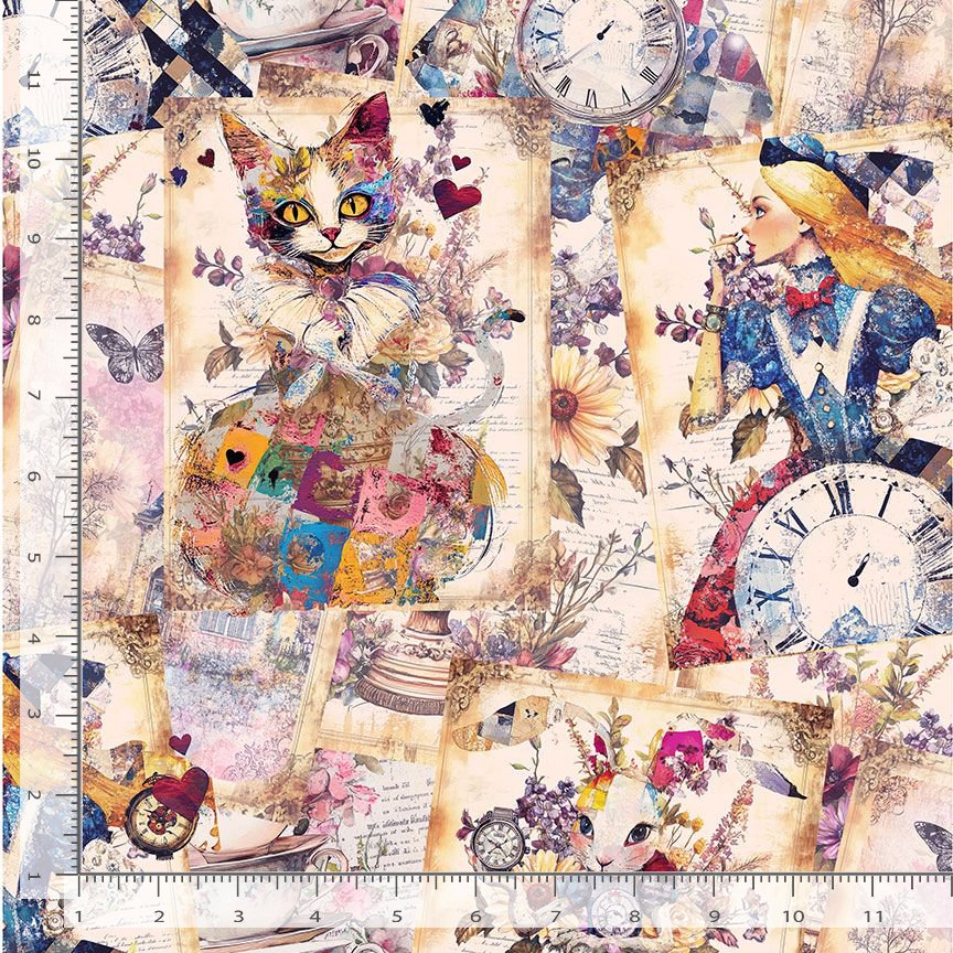 Looking Glass Alice's Dream Collage ERA-CD4021 MULTI Half Yard