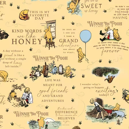 Winnie the Pooh Flannel Quotes Sunshine F17502R-SUNSHINE Riley Blake Half Yard