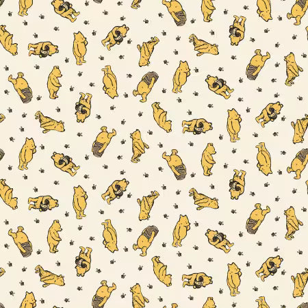 Winnie the Pooh Flannel Toss Cream F17503R-CREAM Riley Blake Half Yard
