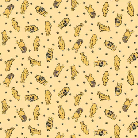 Winnie the Pooh Flannel Toss Sunshine F17503R-SUNSHINE Riley Blake Half Yard