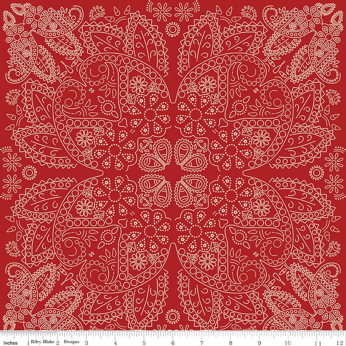 Cowboys Flannel F17508-­RED Bandana Echo Park Riley Blake Half Yard