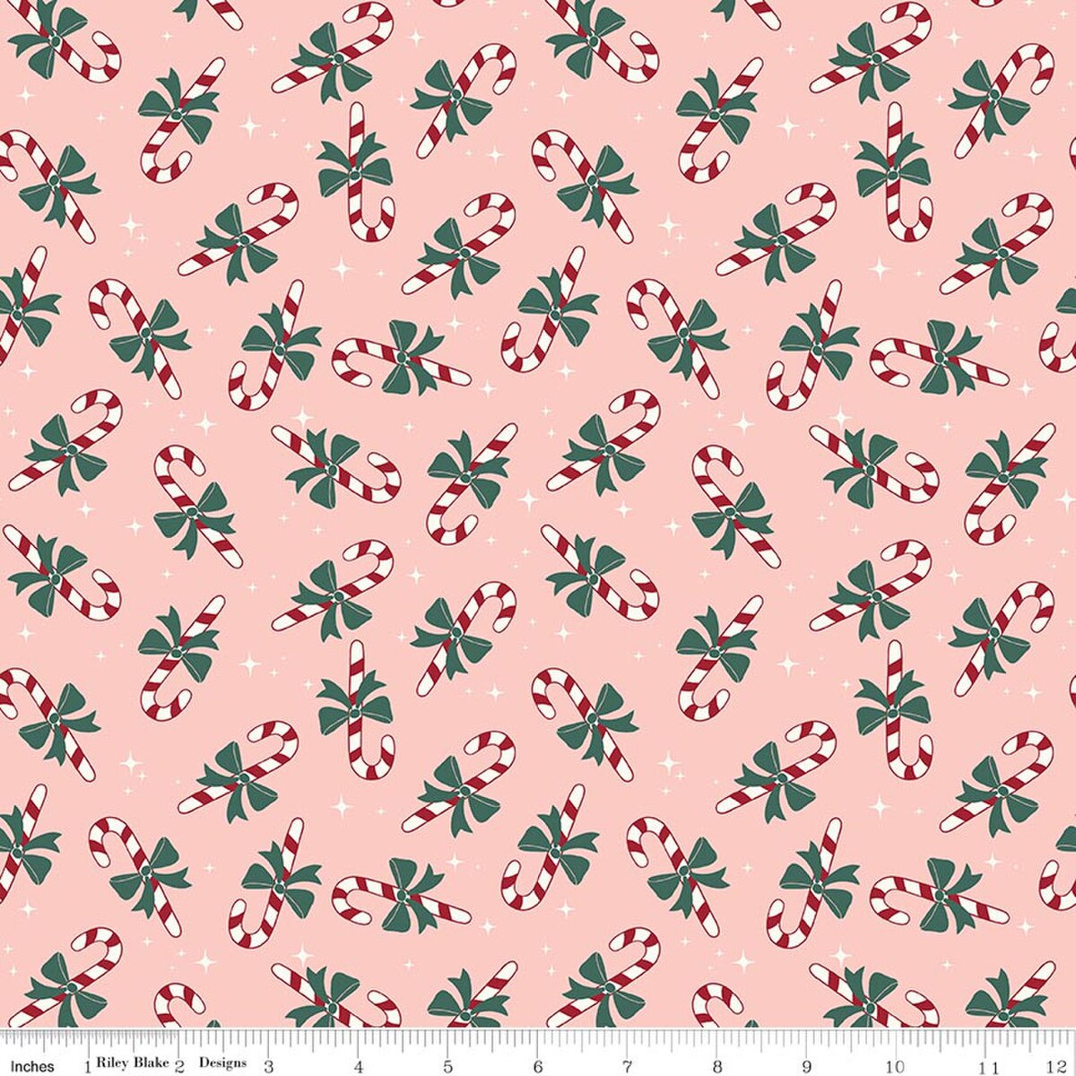 The North Pole F17754-BLUSH Flannel Candy Cane Blush My Mind's Eye Riley Blake Half Yard