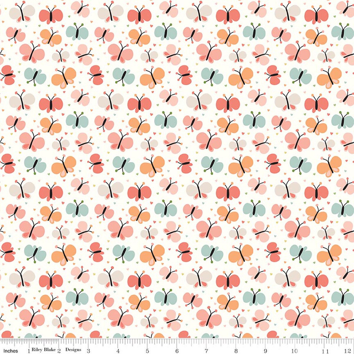 Love You to the Moon Butterflies White Flannel Echo Park Riley Blake F18272-­WHITE Half Yard