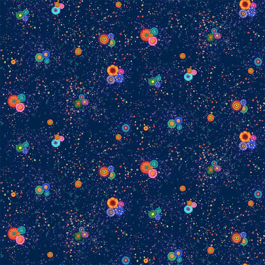 Jubilant FLEUR-CD4435 INDIGO Small Bright Floral Timeless Treasures Half Yard