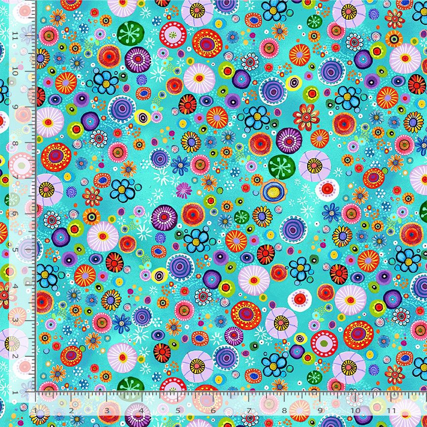 Purrsonality FLEUR-CD4608 SKY Geo Floral Chong-a Hwang Timeless Treasures Half Yard