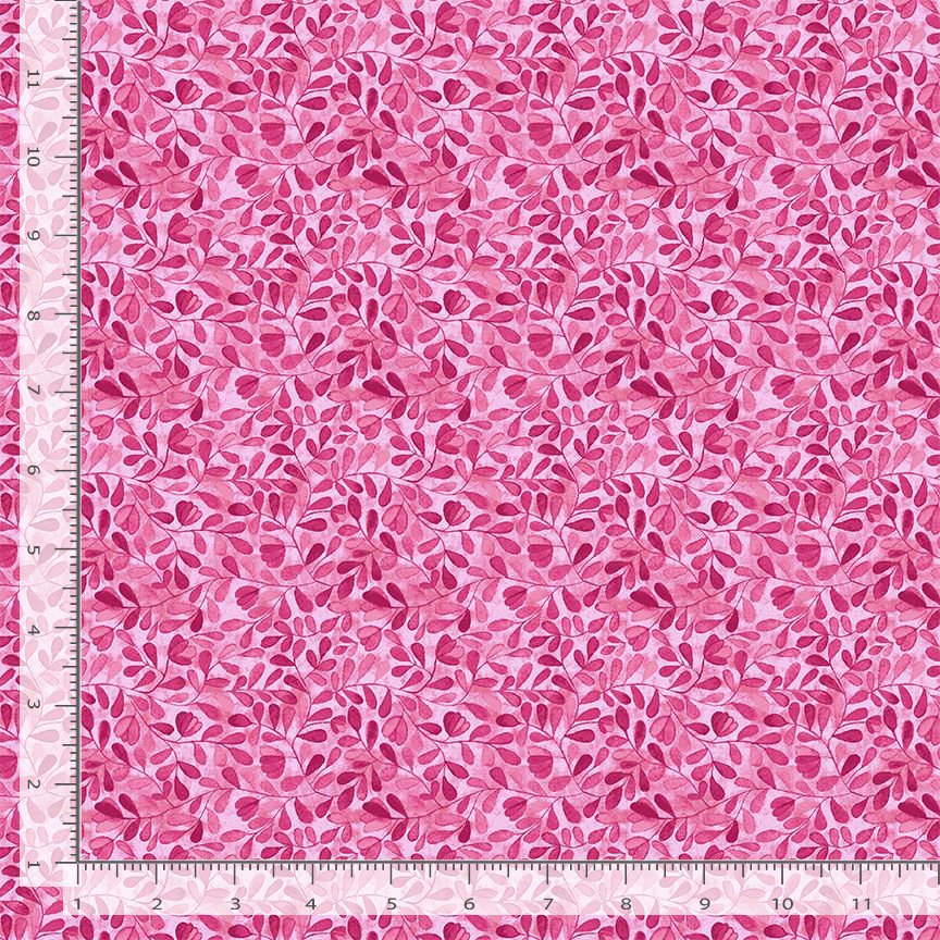 Purrsonality FLEUR-CD4609 PINK Leaves Vines Chong-a Hwang Timeless Treasures Half Yard