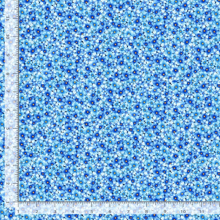 Timeless Treasures Fleur CD3261 Blue Packed Mini Floral 15 Yard Bolt