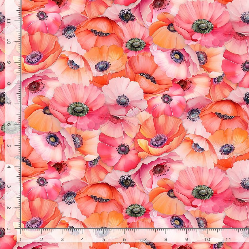 Garden Wish FLORA-CD4683 MULTI Packed Multi Poppy Timeless Fabrics Half Yard