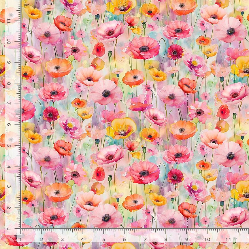 Garden Wish FLORA-CD4685 PASTEL Wild Poppy Field Timeless Treasures Half Yard