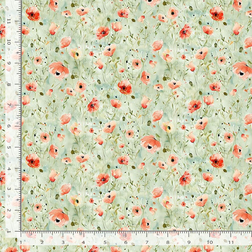 Garden Wish FLORA-CD4687 SAGE Wild Poppy Timeless Treasures Half Yard