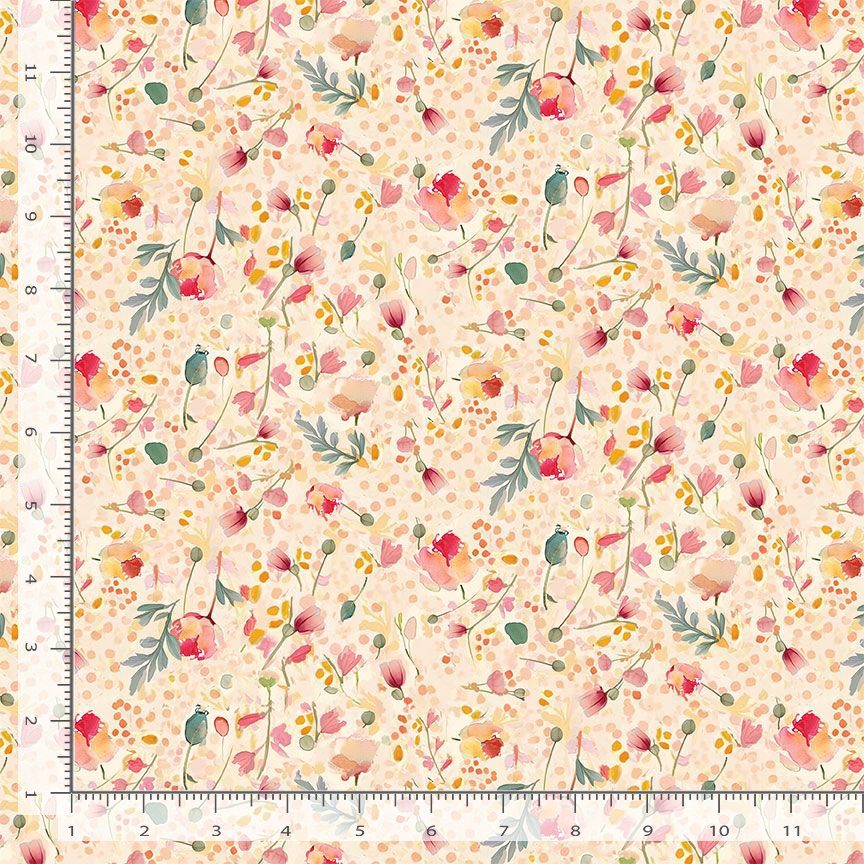 Garden Wish FLORA-CD4688 CREAM Tiny Poppy & Vines Timeless Treasures Half Yard