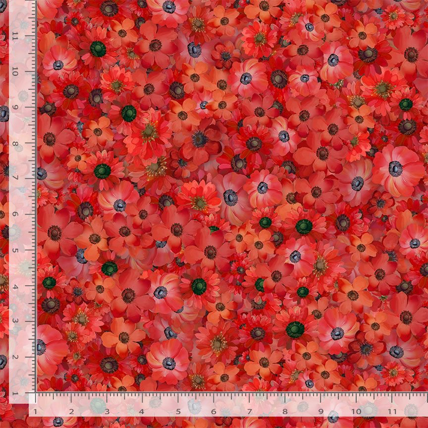 Garden Wish FLORA-CD4689 RED Packed Poppy Timeless Treasures Half Yard