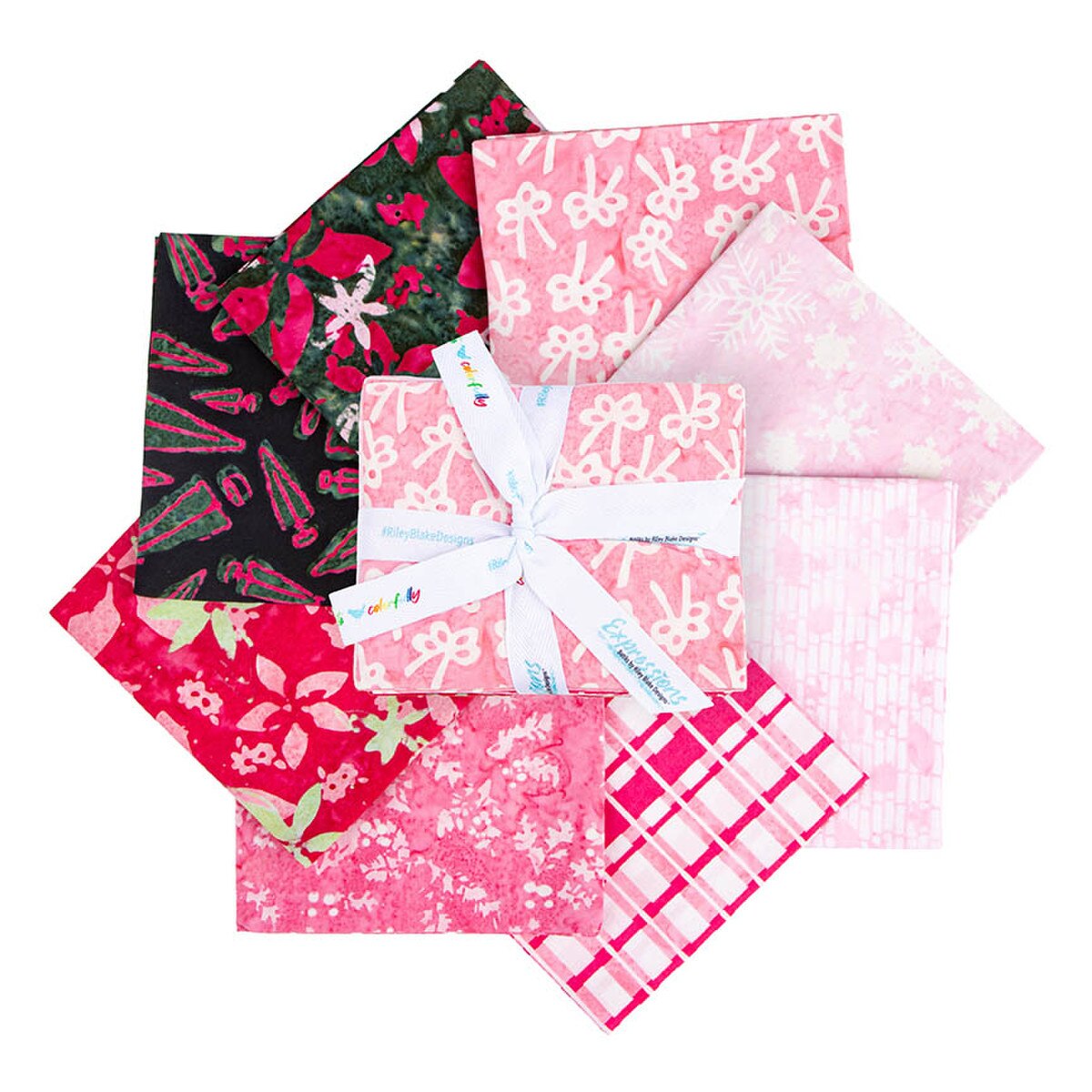 Batiks Holiday Happiness Poinsettia 8 Fat Quarter Bundle FQ-23728C-8 Riley Blake