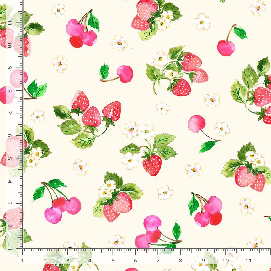Berry Bliss FRUIT-CD4627 CREAM Berries Bunches Timeless Treasures Half Yard