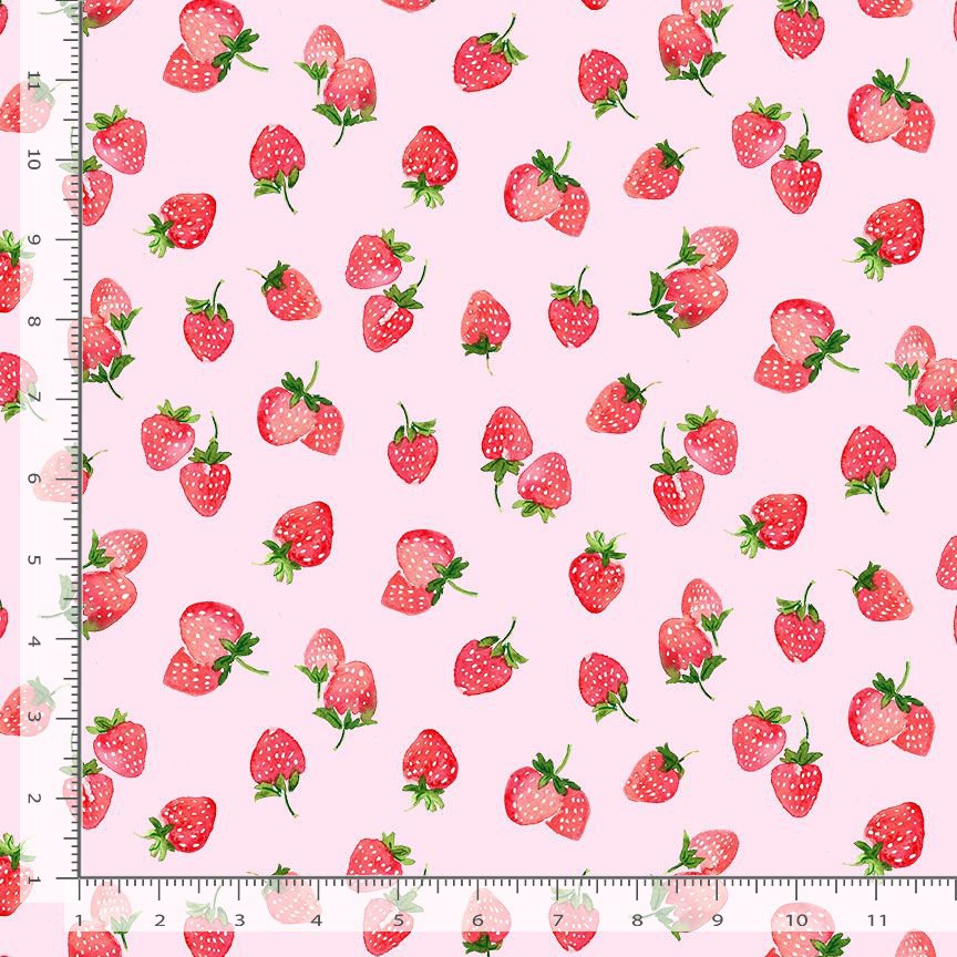 Berry Bliss FRUIT-CD4629 PINK Tossed Strawberries Timeless Treasures Half Yard