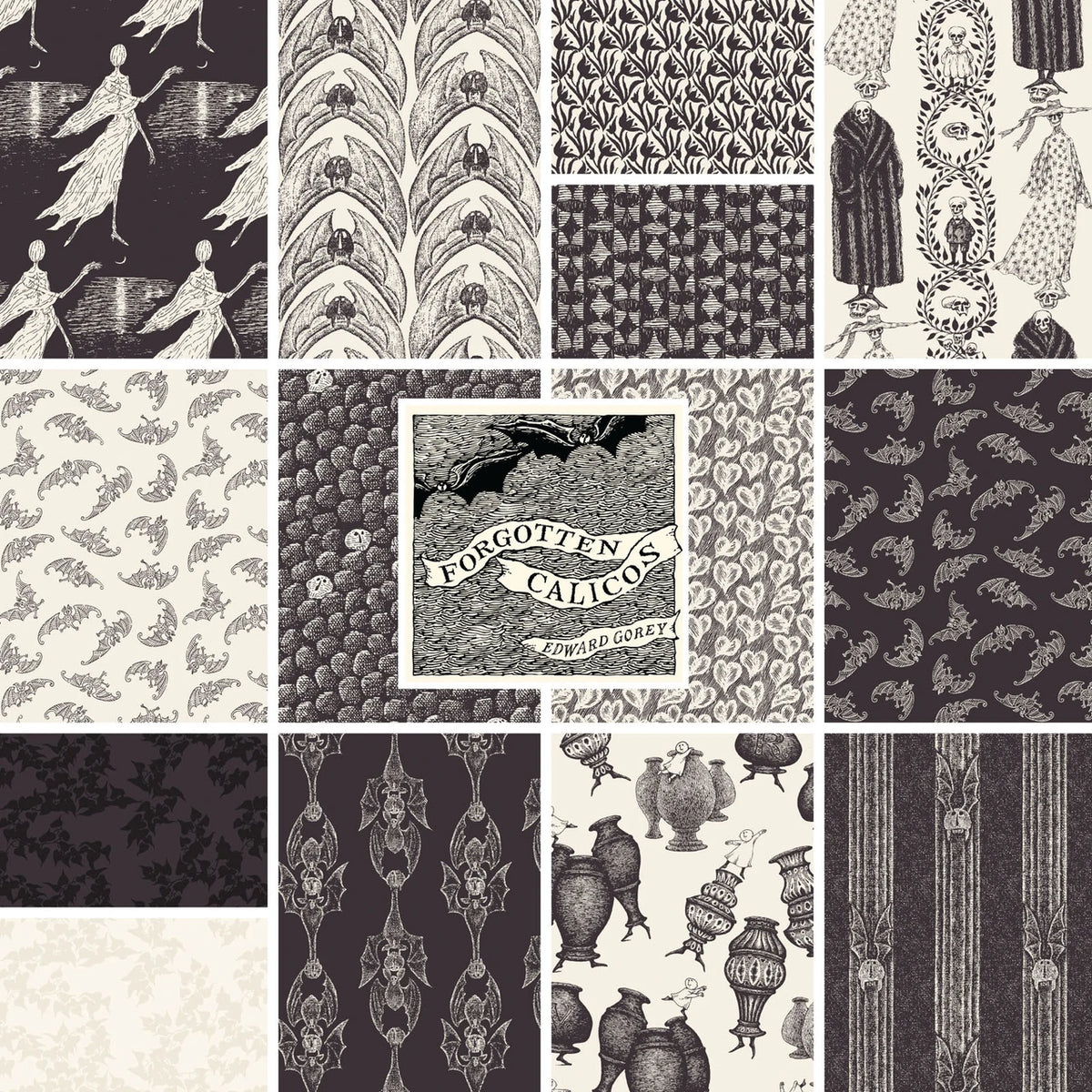 Pre-Order April 2027 Forgotten Calicos No. 009 230531 Edward Gorey Cloud9 Half Yard