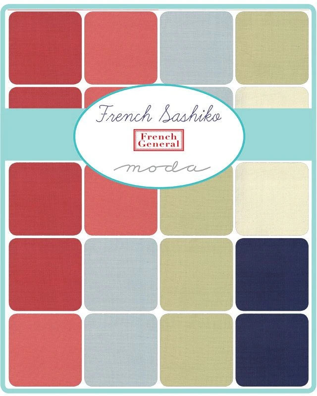 French Sashiko Prairie Cloth Fade Red 919 62 French General Moda Half Yard
