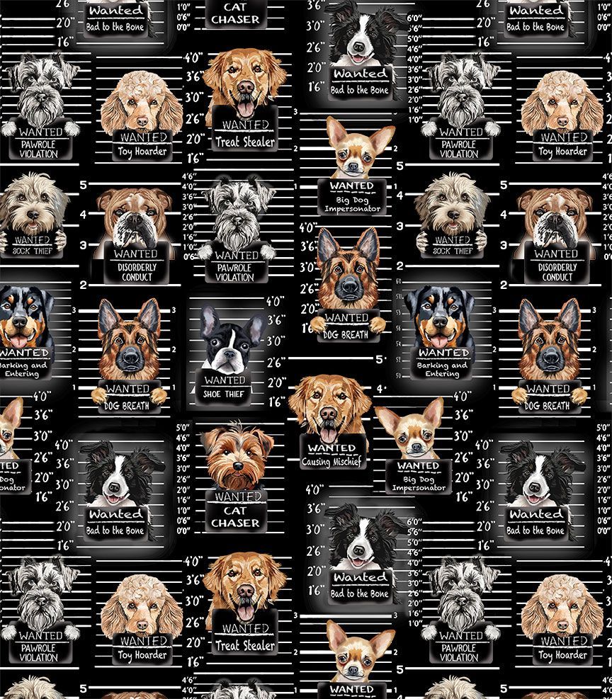 Dog Rules Dog Mug Shot GAIL-CD3888 Timeless Treasures Half Yard