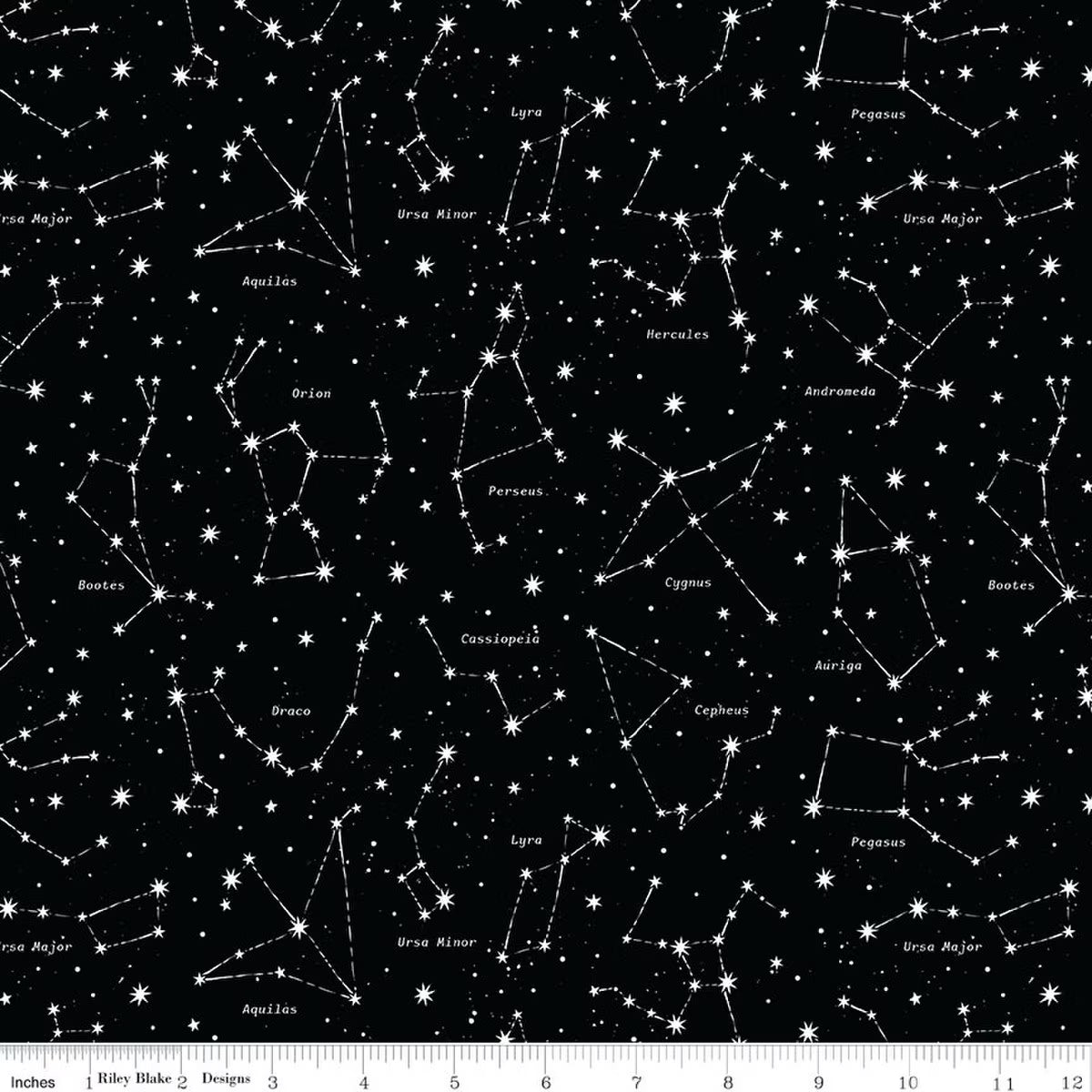 Reach for the Stars with NASA Constellations Black Glow in the Dark GC18334-BLACK Riley Blake Half Yard