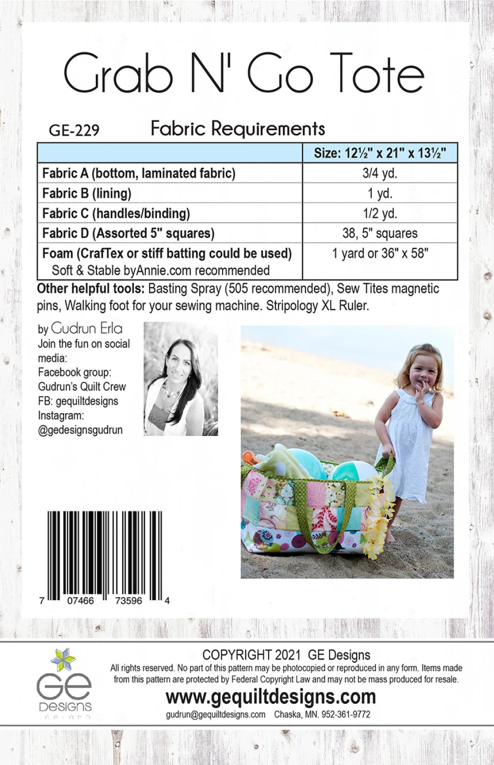 Grab N Go Tote Pattern Quilt As You Go GE-229 ByAnnie