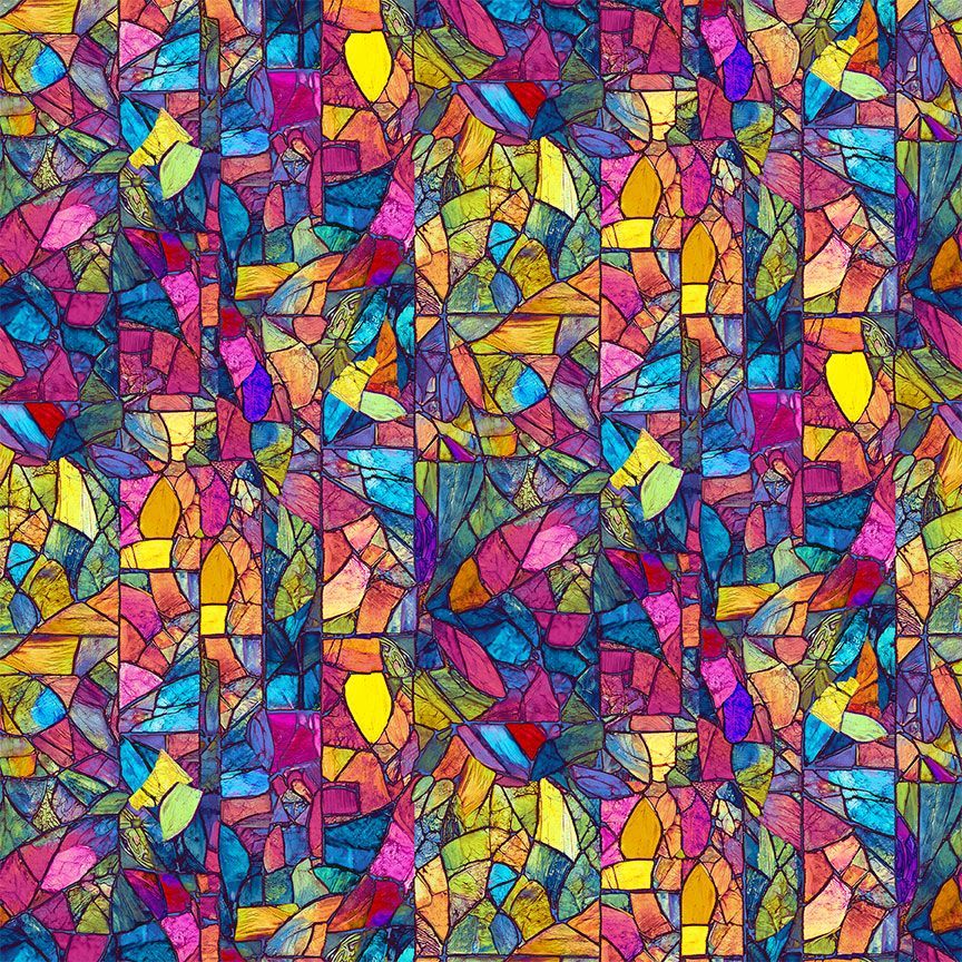 Fantasia GEO-CD4568 BRIGHT Stained Glass Timeless Treasures Half Yard