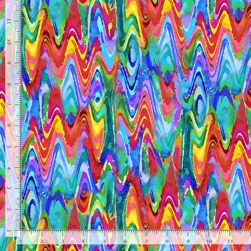 Purrsonality GEO-CD4611 BRIGHT Abstract Multi Chevron Chong-a Hwang Timeless Treasures Half Yard