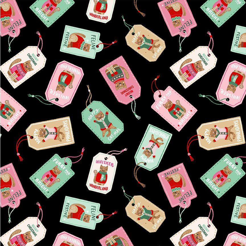 Gingerbread Cat Gift Tags Timeless Treasures BH-CD4201 Half Yard