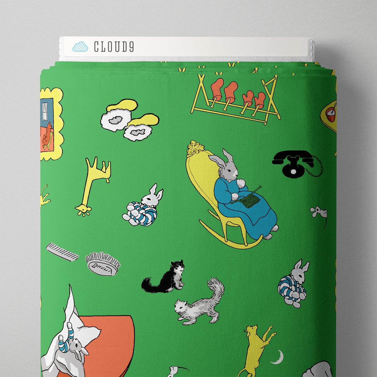 Goodnight Moon 227856 Tossed Green Margaret Wise Brown Cloud9 Half Yard