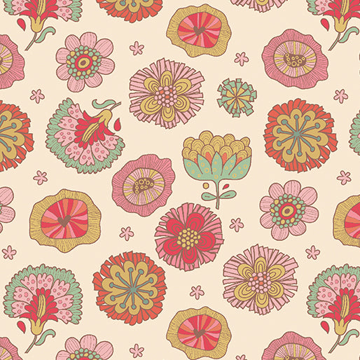 HAPPY FLOWER ROSE PAT SLOAN BENARTEX 1350226B HALF YARD