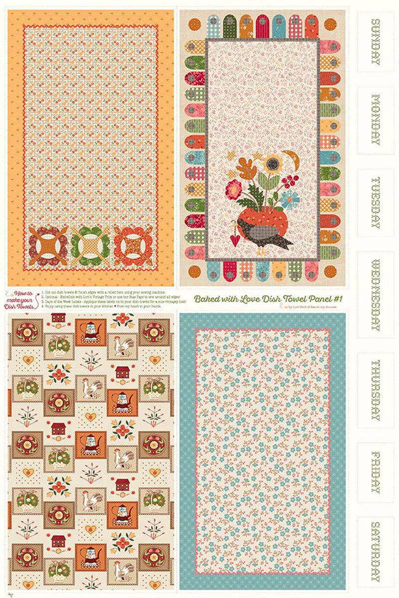 Baked With Love Dish Towel Panel #1 HD18120­-PANEL Home Dec Lori Holt Riley Blake