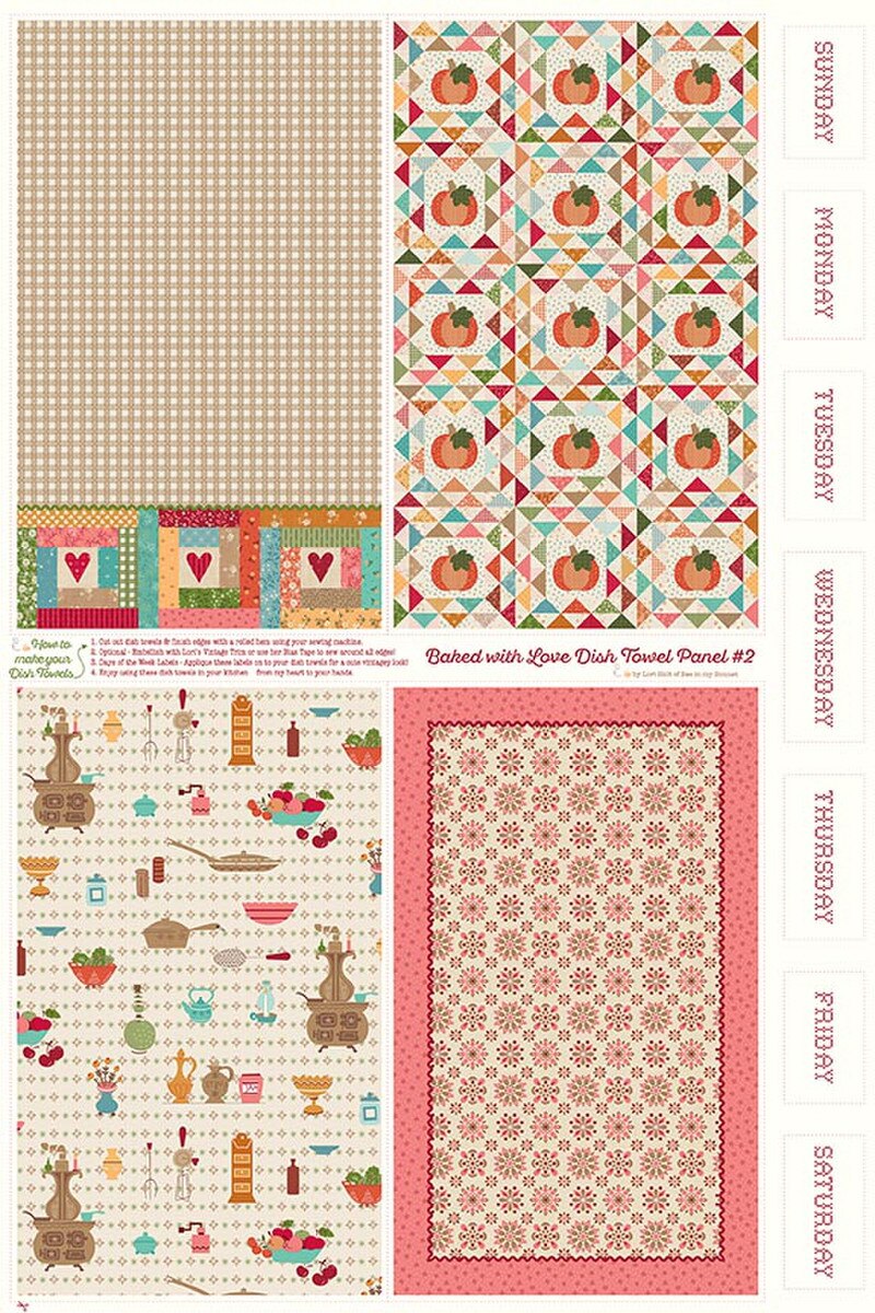 Baked With Love Dish Towel Panel #2 HD18121­-PANEL Home Dec Lori Holt Riley Blake