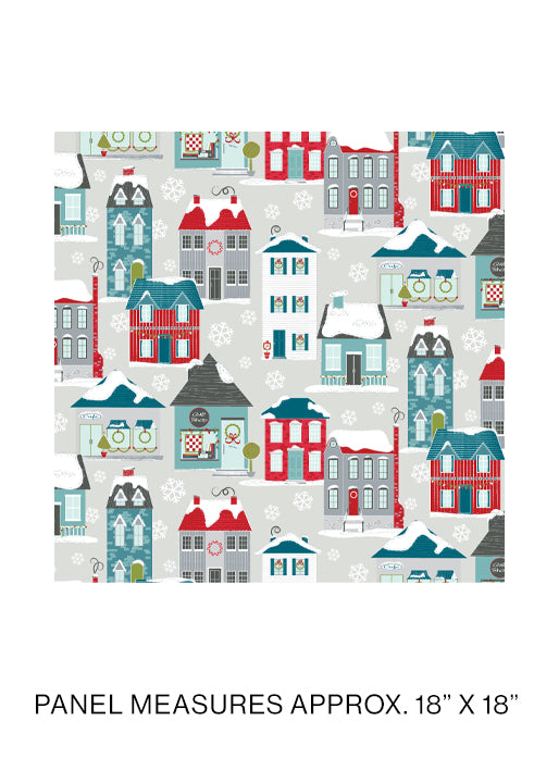 HOME TOWN VILLAGE LIGHT GREY  CHERRY GUIDRY BENARTEX 1032108B HALF YARD
