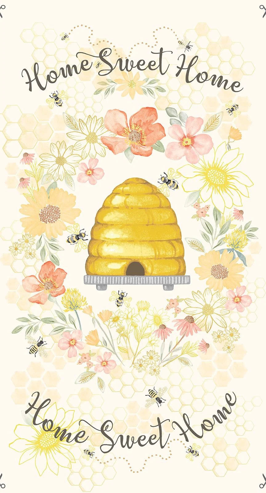 Home Sweet Home Bees 24" Panel PANEL-CD3040 Timeless Treasures 201P