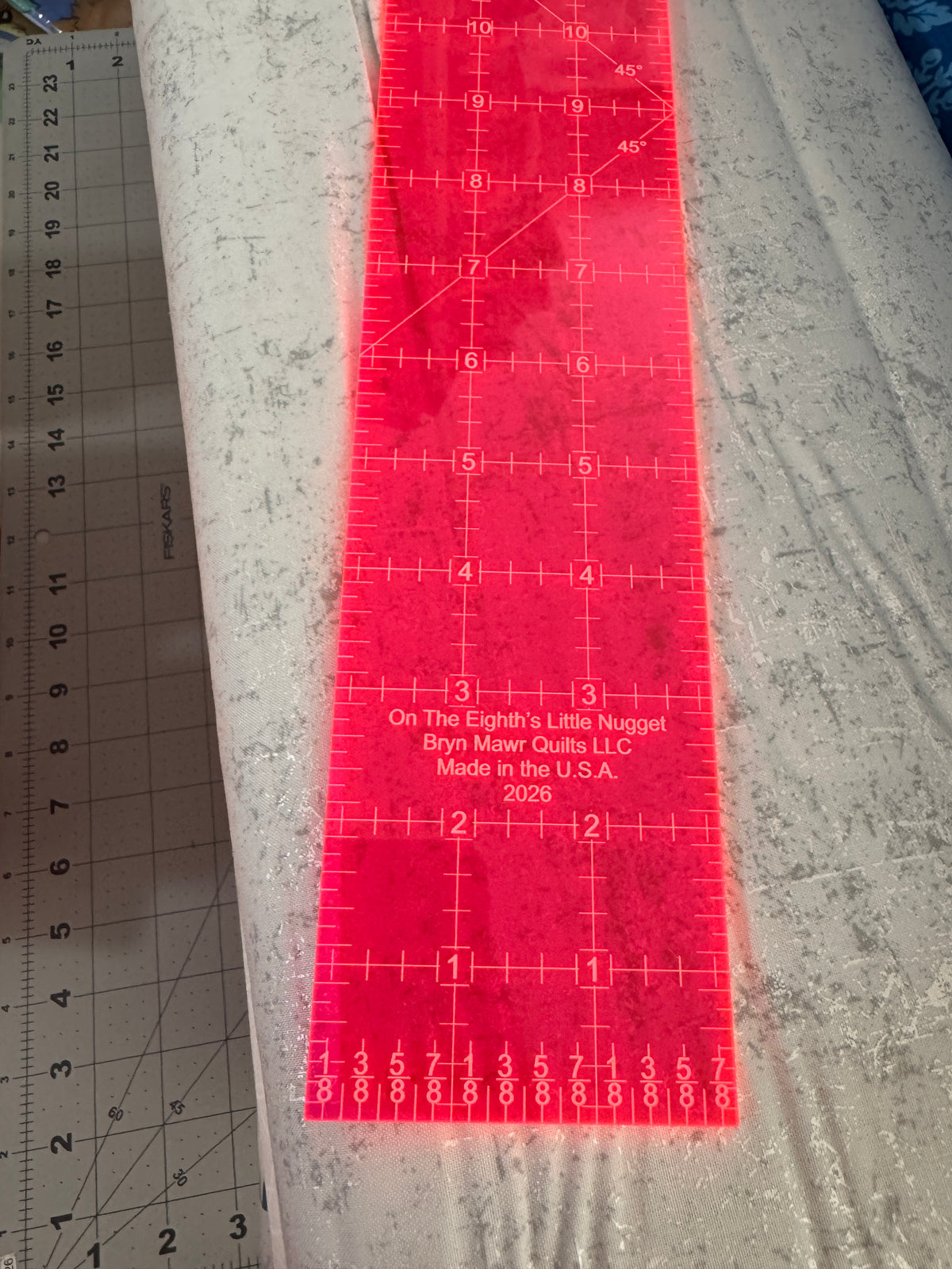 3" x 12" On The Eighths Little Nugget Ruler By Brynmawr Quilts LLC