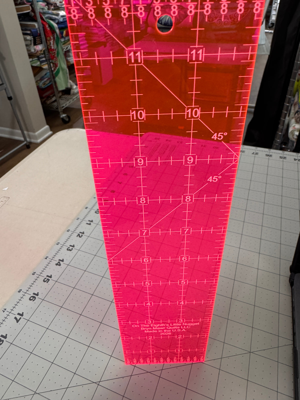 3" x 12" On The Eighths Little Nugget Ruler By Brynmawr Quilts LLC