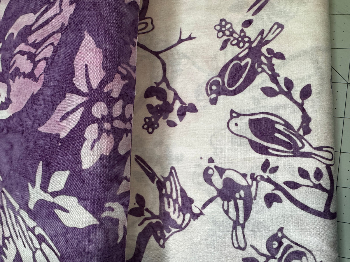 Bakyard Bird Batik Bundle Purple Riley Blake 4 Halfs