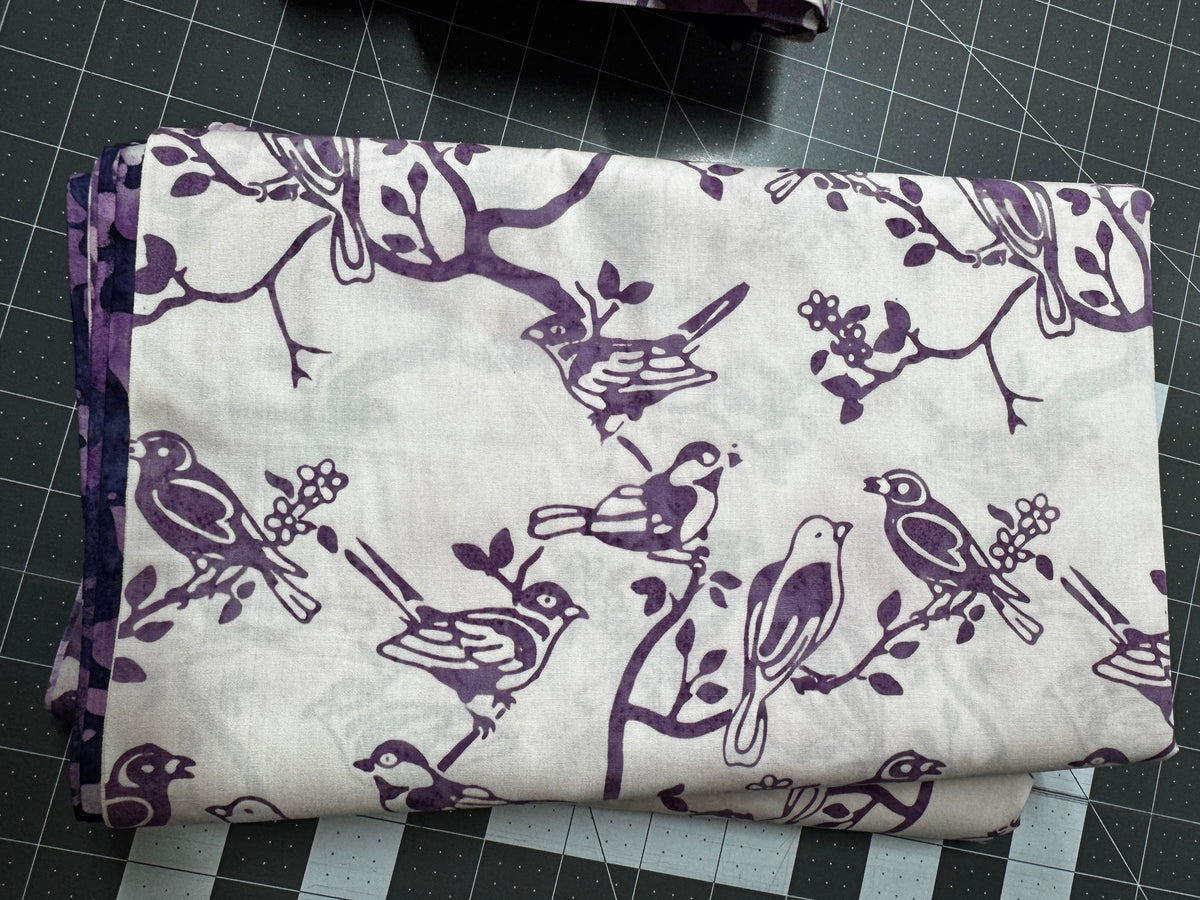 Bakyard Bird Batik Bundle Purple Riley Blake 4 Halfs