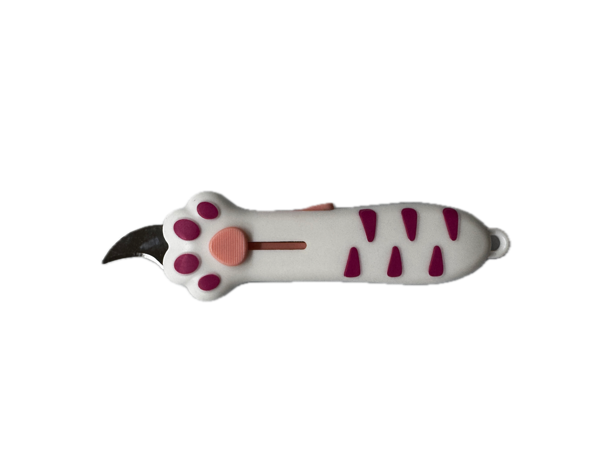 Cat Paw Knife Cutter Retractible - Pink White